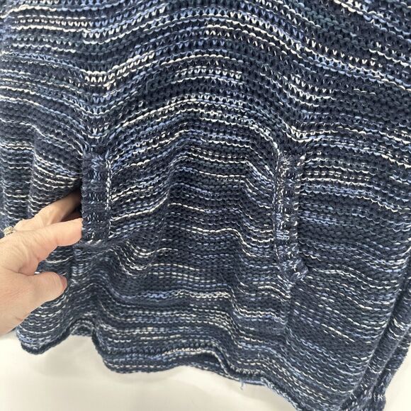 Eddie Bauer Hoodie Womens XL Blue Marled Open Knit Pullover Long Sleeve Boho - Picture 3 of 8